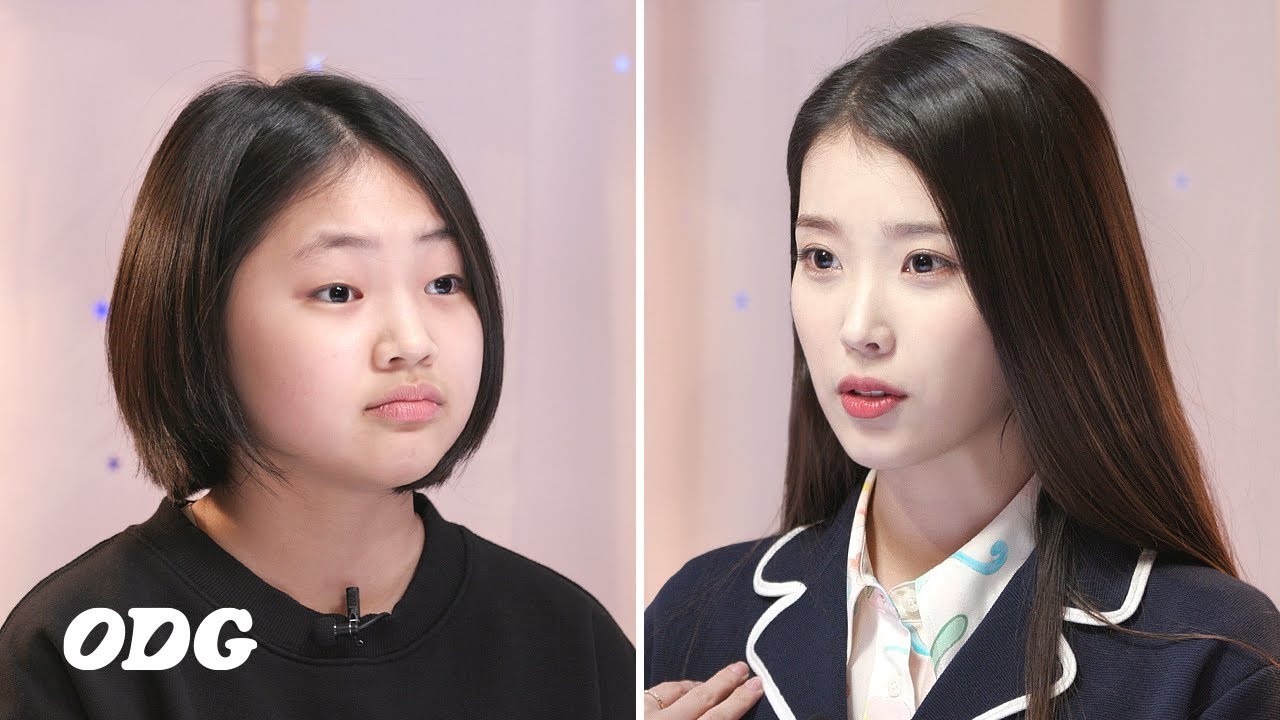 ODG 'Pretending Not to Know IU Challenge'. Diễn viên nhí Min-seo (trái) giả vờ không biết IU trong cuộc phỏng vấn. /Ảnh chụp từ YouTube ODG