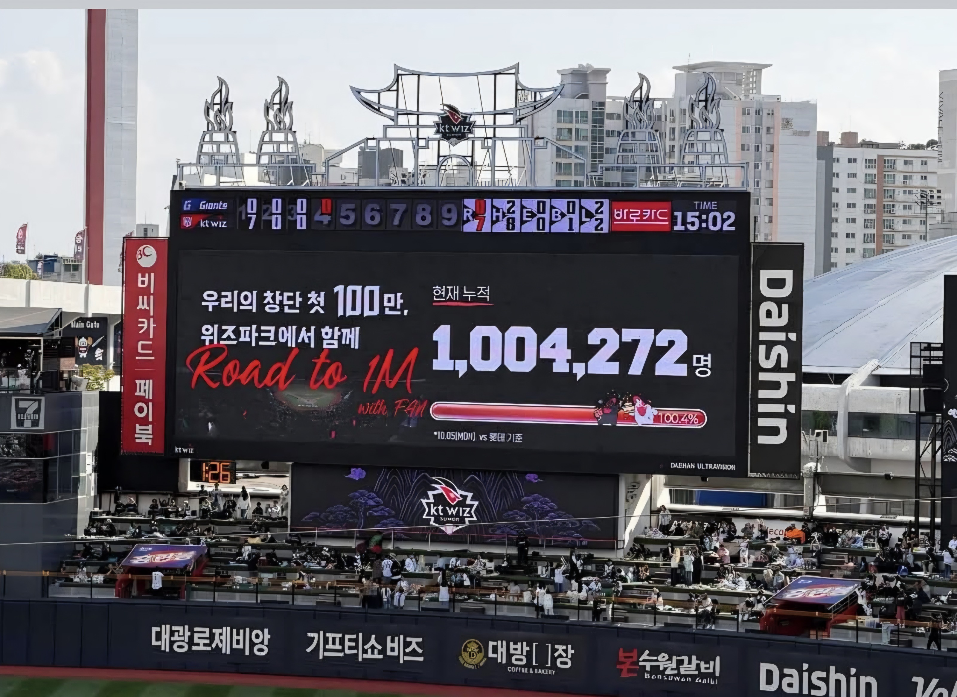 Suwon KT Wiz has surpassed 1 million spectators for the season. Yeom Tae-young Facebook capture