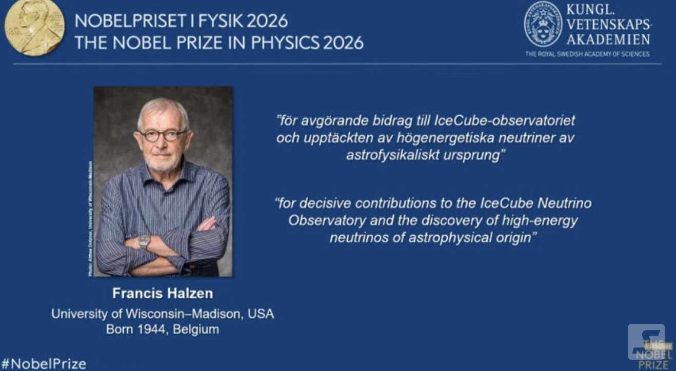 Giáo sư Francis Halzen, người đoạt Giải Nobel Vật lý 2026